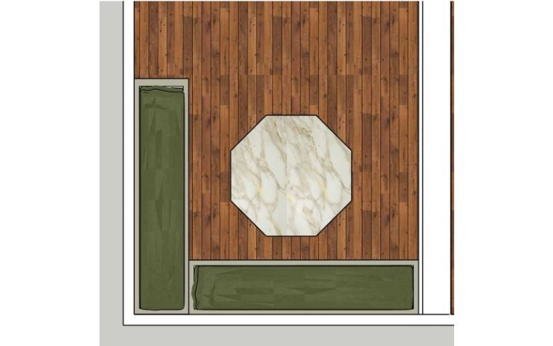 Banquette sur mesure en bois laqué avec trappe de rangement à Paris 